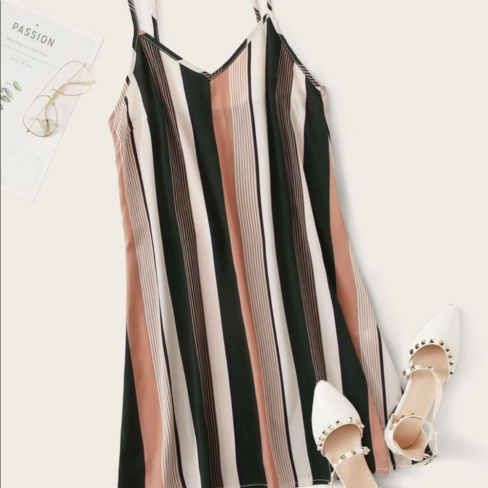 Colorful Striped Slip Women Dress Regular